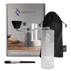 Polydrink 196852758685 Manual Coffee Grinder Silver - Stainless Steel Conical Burr With Internal A