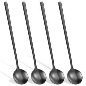 Psiriol 5369afcu3830 4 Pcs Satin Black Stainless Steel Coffee Spoons 6.7 1.2inch/17 3cm