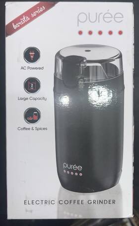 Puree 841351194341 Electric Coffee Bean Grinder Black One-touch Operation Stainless Steel