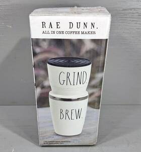 Rdcf13-crm Rae Dunn All In One Coffee Maker Grind/brew 8oz Insulated Cup And 15g Grinder New