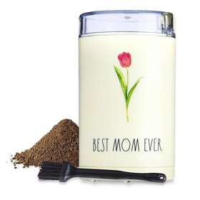 Rdgr11 Rae Dunn Electric Coffee Grinder Best Mom Ever Cream Color Pink Flower No Brush