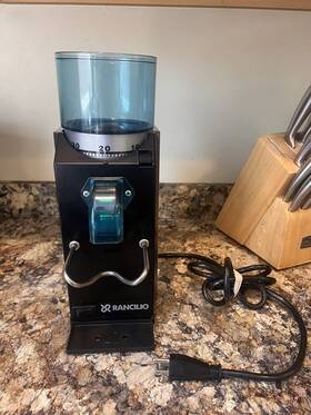 Rancilio 854075005022 Rocky Espresso Grinder Black And Stainless Steel Doserless