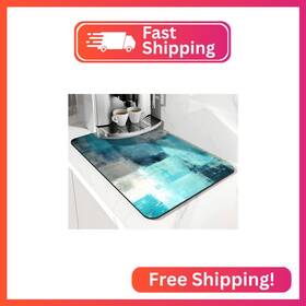 Safarsa 19.5x12in Coffee Bar Mat Accessories For Countertop Turquoise Abstract Art Absorbent Hide