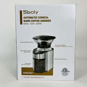 Sy-cy-801-us Sboly Electric Coffee Grinder Conical Adjustable Burr Stainless Steel Mill