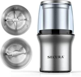 Secura 1022372 Electric Coffee Grinder And Spice With 2 Stainless Steel Blades Removabl