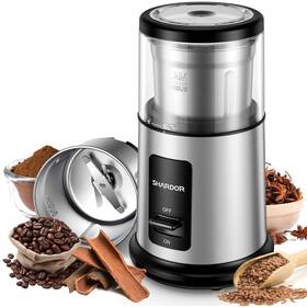2075 Shardor One Touch Coffee Grinder Electric Spice Herb For 1 Bowl Silver