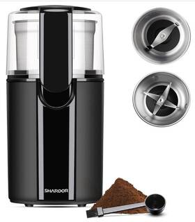 Shardor 722737020051 Coffee Grinder Electric Spice Herb With 2 Removable Stainless Steel Bowls