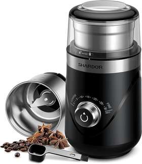 Cg638b Shardor Adjustable Coffee Grinder Electric Spice Bean Black