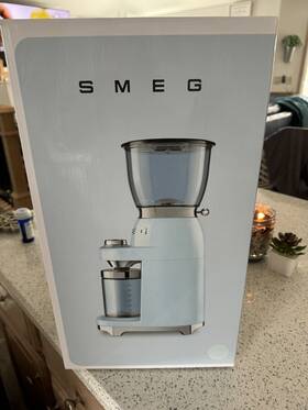 Cgf01pbus Smeg Brand New Retro Pastel Blue Coffee Grinder