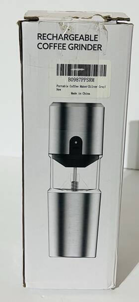 B0987ppsrm Soteck Portable Coffee Maker Rechargeable Grinder Silver Gray 3x9in