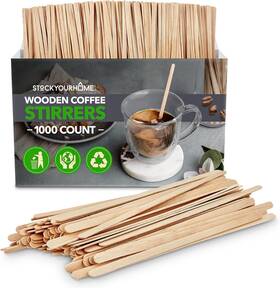 Stock Your Home 840342302055 1000 Count Wooden Coffee Stir Sticks Bulk Wood Stirrers For 5.5 Inch