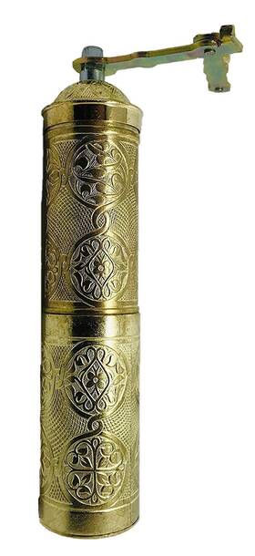 Mm-006 The Turkish Emporium Coffee Brass Hand Made Engraved Grinder Mill Large Black