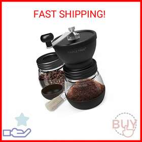 Triple Tree 191281009377 Manual Coffee Grinder With Ceramic Burrs Hand Mill Two Glass Jars 1