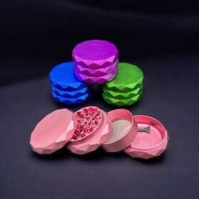 Ush-01 Usshope Diamond-cut Aluminum 4-piece Grinder 63mm Spice With Pollen Catcher