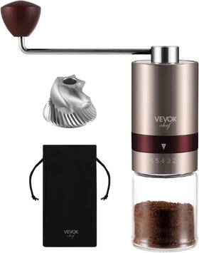 15986 Vevok Chef Gold Manual Coffee Grinder Stainless Steel Burr With P