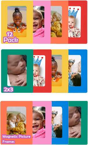 Vremi 711181529357 12-pack Magnetic Picture Frames For Refrigerator 2.5x3.5 Inch Wallet Size Color