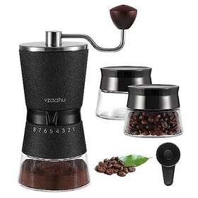 Vzaahu 701631237956 Manual Coffee Grinder With Stainless Steel Conical Burr Black Rock Texture 15 Ex