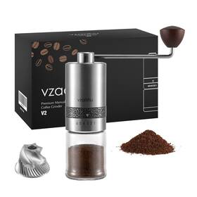Vzaahu 759356584466 Manual Coffee Grinder With Lid Stainless Steel Fast Grind Conical Burr A
