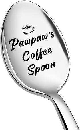 Sp1pawpawcoffee-ab Yaozeio Pawpaw Gifts For Grandpa Coffee Spoon Grandfather Granddad Father Silver