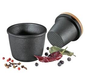 M076080 Zassenhaus Cast Iron Spice Grinding Set With Beech Wood Lid 3 Inch Grinder Black