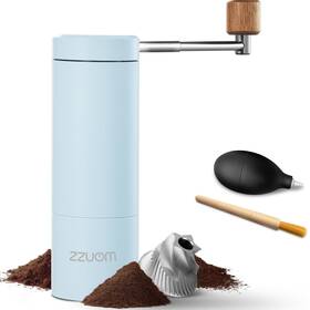 C1-blue Zzuom Manual Coffee Grinder Hand For Travel Camping 12 Adjustable Setti