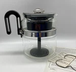Vintage Gemco Glass Perk Percolator Coffee Pot Clear Heat Resistant Black 1995. Fixed Price $14.08.