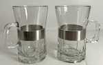Rosendahl Grand Cru Glass Hot Drink Coffee Tea Mugs Cups Set 2 Metal Band Mcm. Fixed Price $16.72.