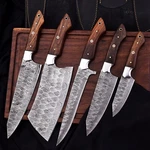 Damascus Steel Fixed Blade Handmade Chef Set Best Gift Kitchen Knives CH-001. Fixed Price $90.00.
