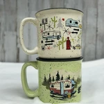 (2) Casual 15OZ Coffee Mug Nature Travel Retro Style Rv Camper Camping. Fixed Price $18.99.