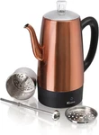 PER12 Stainless Steel Electric Coffee Percolator, Cup, Polished Copper Finish. Fixed Price $121.99.