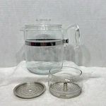 Vtg Pyrex 7759 Flameware Glass Percolator Cup Coffee Pot & Basket No Stem. Fixed Price $72.99.