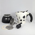 Bialetti Mukka Express Frothing Stovetop Cappuccino Maker 2 Cups Cow Print Black. Fixed Price $49.99.