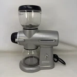 Kitchenaid Electric Burr Coffee Grinder, Adjustable Settings Silver Black Tested. Fixed Price $149.99.