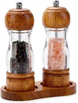 Wooden Salt Pepper Grinder Set 6.3 Inch Manual Refillable Mills Rotor Acrylic Wi. Fixed Price $19.50.