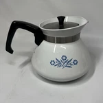 Vintage Corningware Blue Cornflower 6 Cup Kettle Rare Back Stamp Free Shipping. Fixed Price $34.95.