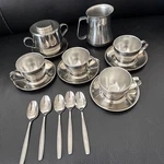 4 Vev Inox Espresso Cups /5 Saucer Stain Steel Coffee Demi Rosfrei Spoons++. Fixed Price $83.64.