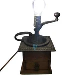 Vtg Lamp Antique Wood Coffee Bean Burr Grinder Mill Manual Cast Iron Hand Crank. Fixed Price $124.18.