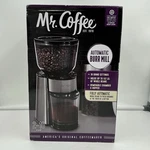 Mr. Coffee Automatic Burr Mill Grinder With 18 Settings / Cups Silver. Fixed Price $39.99.