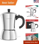 Moka Pot - 6 Cup Stovetop Espresso Coffee Maker 100% Stainless Steel Italia.... Fixed Price $93.14.