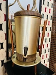 Mcm Tricolator Aluminum Gold & Wooden Percolator Coffee Maker 12-30 Cups. Fixed Price $50.00.