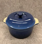 Berndes Vintage Germany Blue Glazed Pottery Dutch Oven Covered Casserole 8. Fixed Price $34.99.
