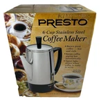 Presto 02822 6-CUP Stainless-steel Coffee Maker, Percolator Brand New Box. Fixed Price $62.65.
