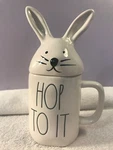 Rae Dunn Rabbit Ears Lidded Coffee Mug Hop OH3219. Fixed Price $19.99.