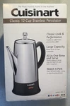 New Cuisinart Classic Cup Stainless Coffee Percolator Model PRC-12 Nib Nos. Fixed Price $53.99.