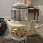 Porcelier Vitreous Hand Painted Hearth 3 Pc Coffee Tea Percolator Ceramic Pot. Fixed Price $79.99.