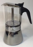 Stovetop Espresso Maker By Laoion ,6CUP 260ML Moka Pot, Crystal Glass-top Silver. Fixed Price $49.00.