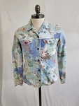 Chico Top Jacket Whimsical Sea Life Nautical Print Blue Linen Cotton Woman. Fixed Price $12.23.