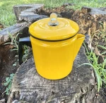 Rare Vintage Yellow! Enamelware Percolator Camp Coffee Tea Pot Glass Top. Fixed Price $79.99.