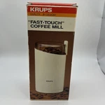 Vintage Krups Fast Touch Coffee Bean Mill Grinder Type 203 White 160W W/box. Fixed Price $17.97.