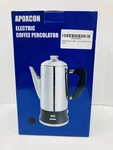 Apoxcon Electric Coffee Percolator Aluminum Black 12 Cups. Fixed Price $62.00.